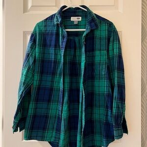 Old Navy Green and Blue Plaid Shirt
